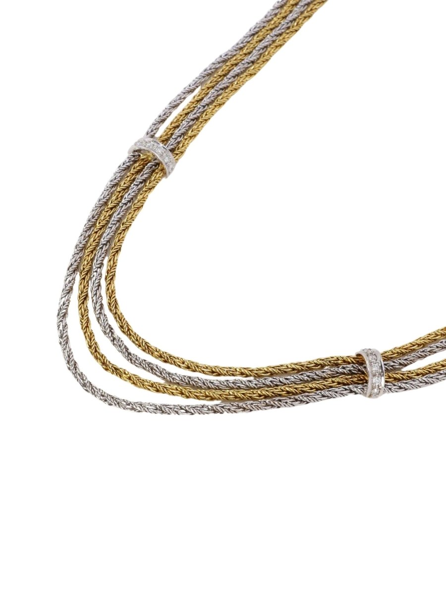 Collier Draperie quatre rangs en or jaune, or blanc et diamants - Castafiore