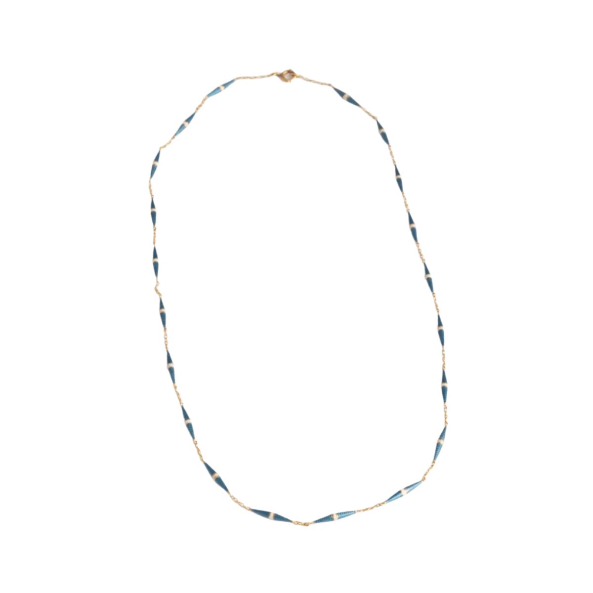 Collier en or jaune 18 carats et en émail bleu, circa 1900 - Castafiore