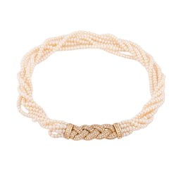 Collier en perles multirangs et fermoir en diamants - Castafiore