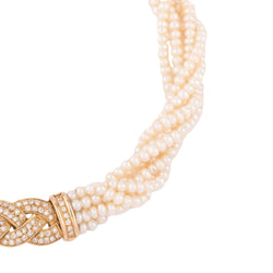 Collier en perles multirangs et fermoir en diamants - Castafiore
