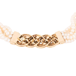 Collier en perles multirangs et fermoir en diamants - Castafiore
