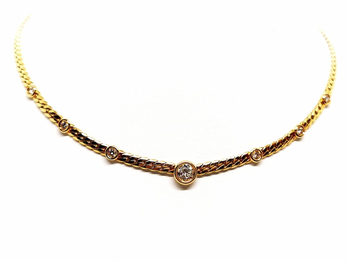 Collier Maille anglaise en or jaune et diamants - Castafiore