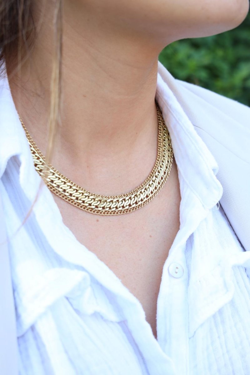 Collier Maille gourmette double en or jaune - Castafiore