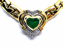 Collier massif coeur en 2 ors et émeraude - Castafiore