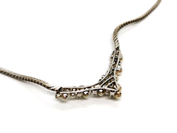 Collier Motif perles et diamants en or blanc - Castafiore