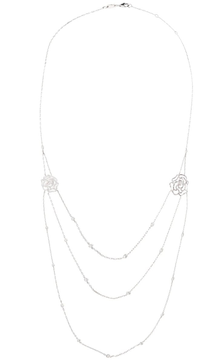 Collier or gris et motifs en fleurs en diamant - Castafiore