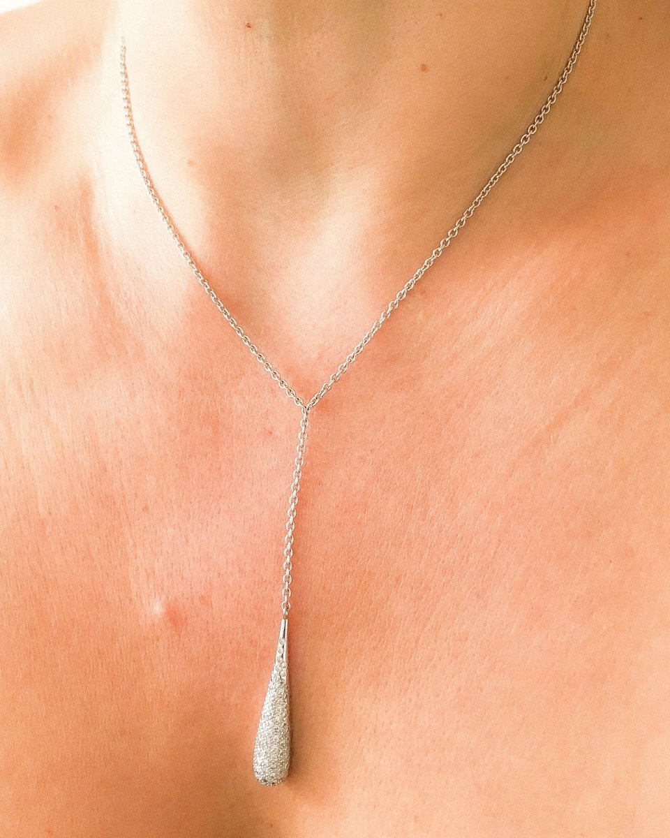 Collier or gris pavés de diamant - Castafiore