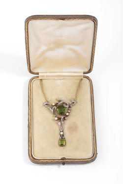 Collier or jaune et Argent Napoléon III orné de Péridot - Castafiore