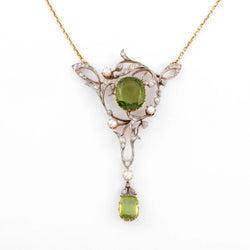 Collier or jaune et Argent Napoléon III orné de Péridot - Castafiore
