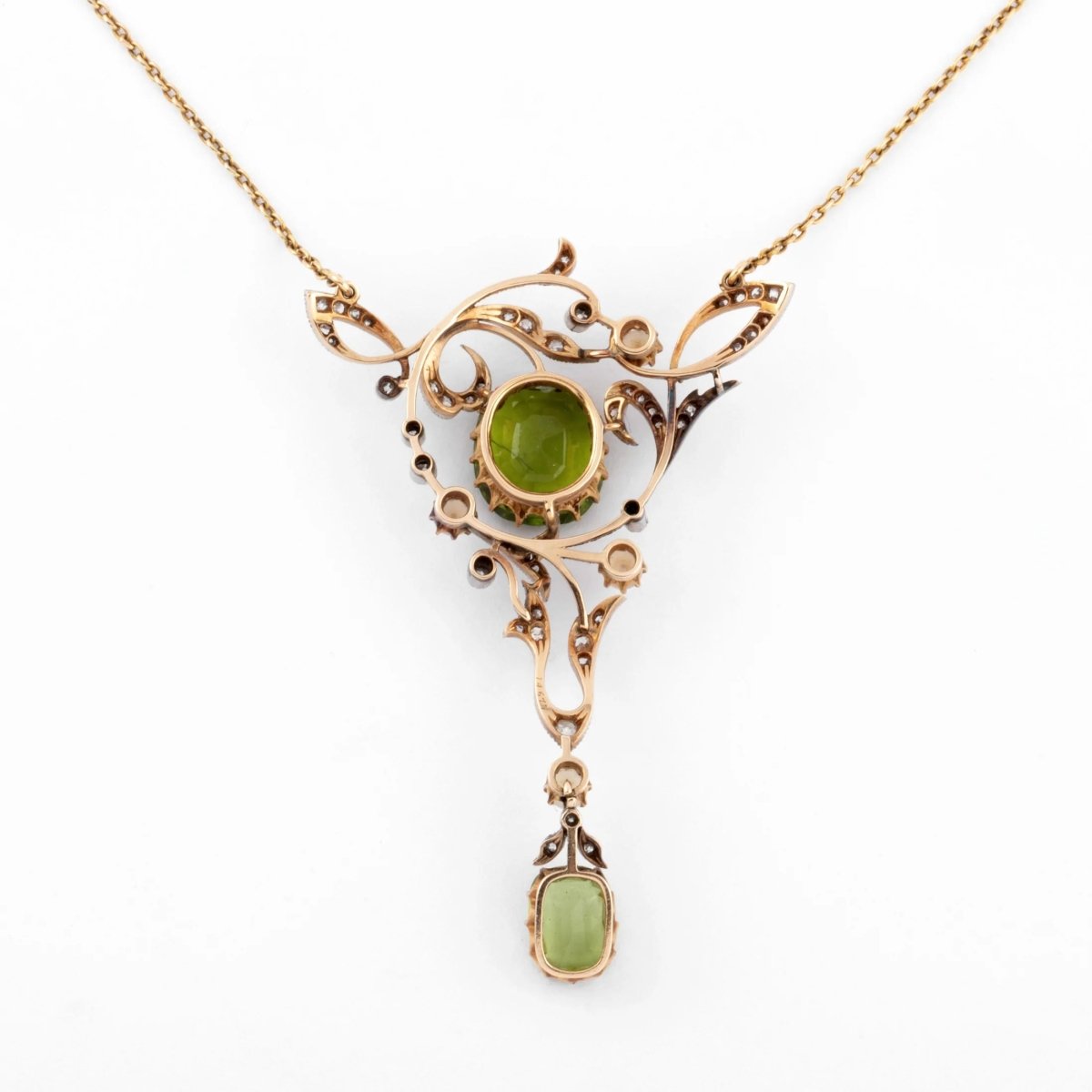 Collier or jaune et Argent Napoléon III orné de Péridot - Castafiore