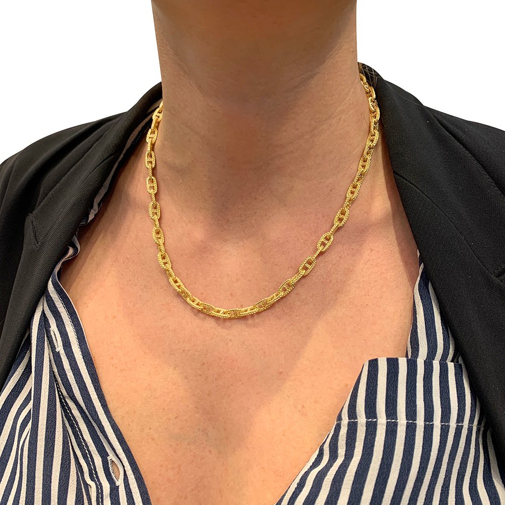 Collier or jaune, maille marine - Castafiore
