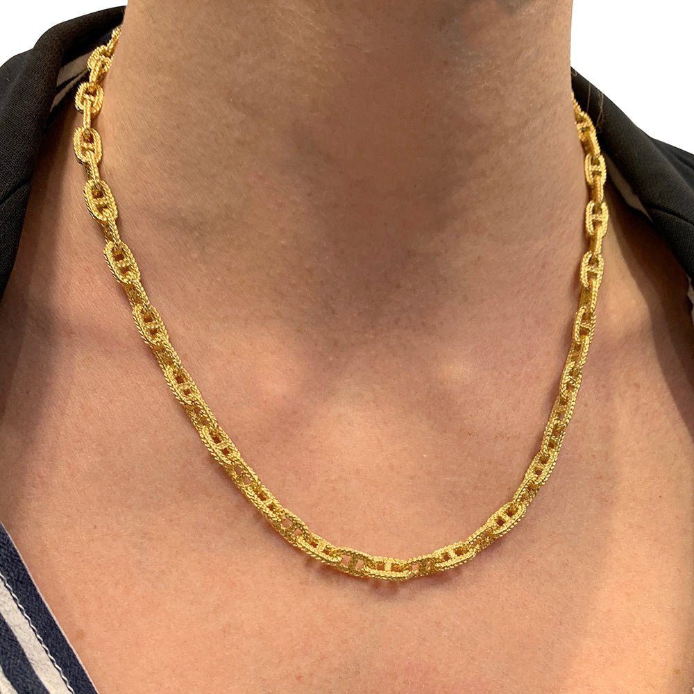 Collier or jaune, maille marine - Castafiore