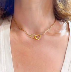 Collier or rose Dinh Van formant 2 cœurs - Castafiore