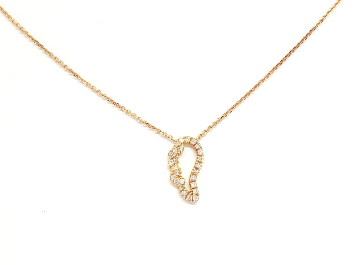 Collier Pendentif Aile d'ange en or rose et diamant - Castafiore