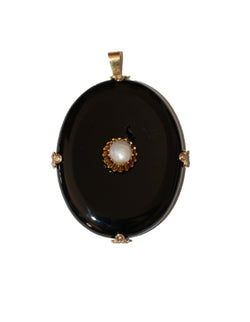 Collier Pendentif en or jaune et en onyx et perles - Castafiore