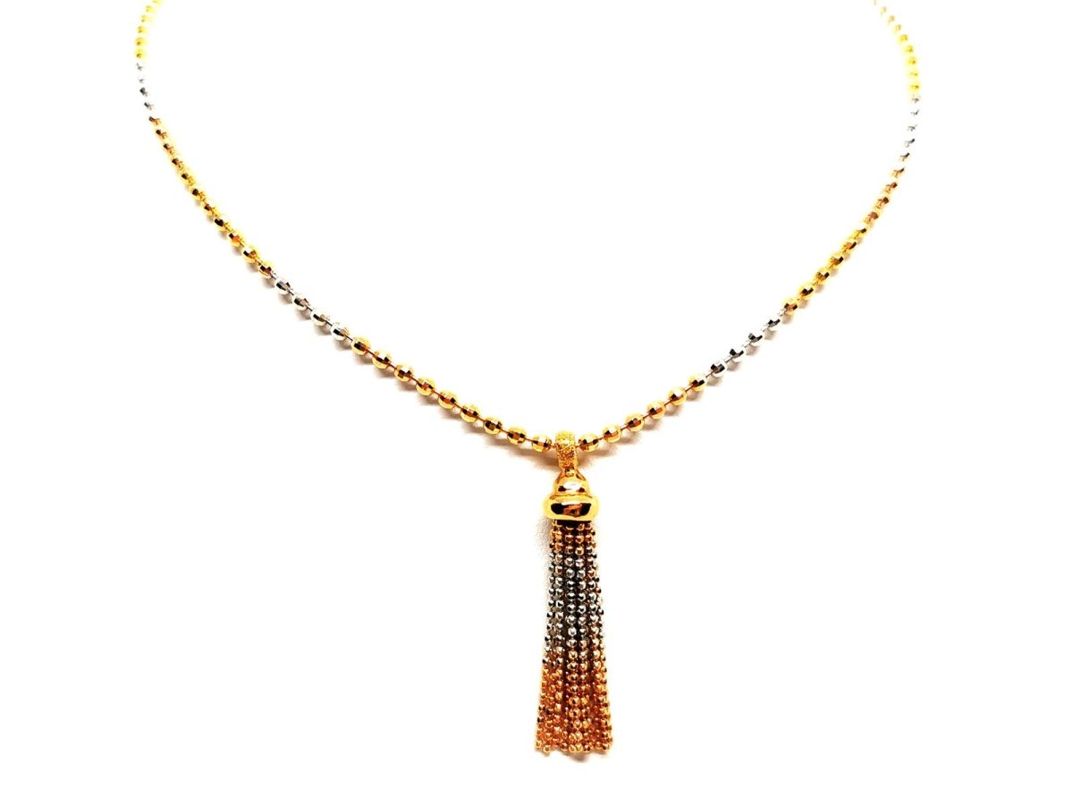 Collier Pendentif maille boule en 3 ors - Castafiore