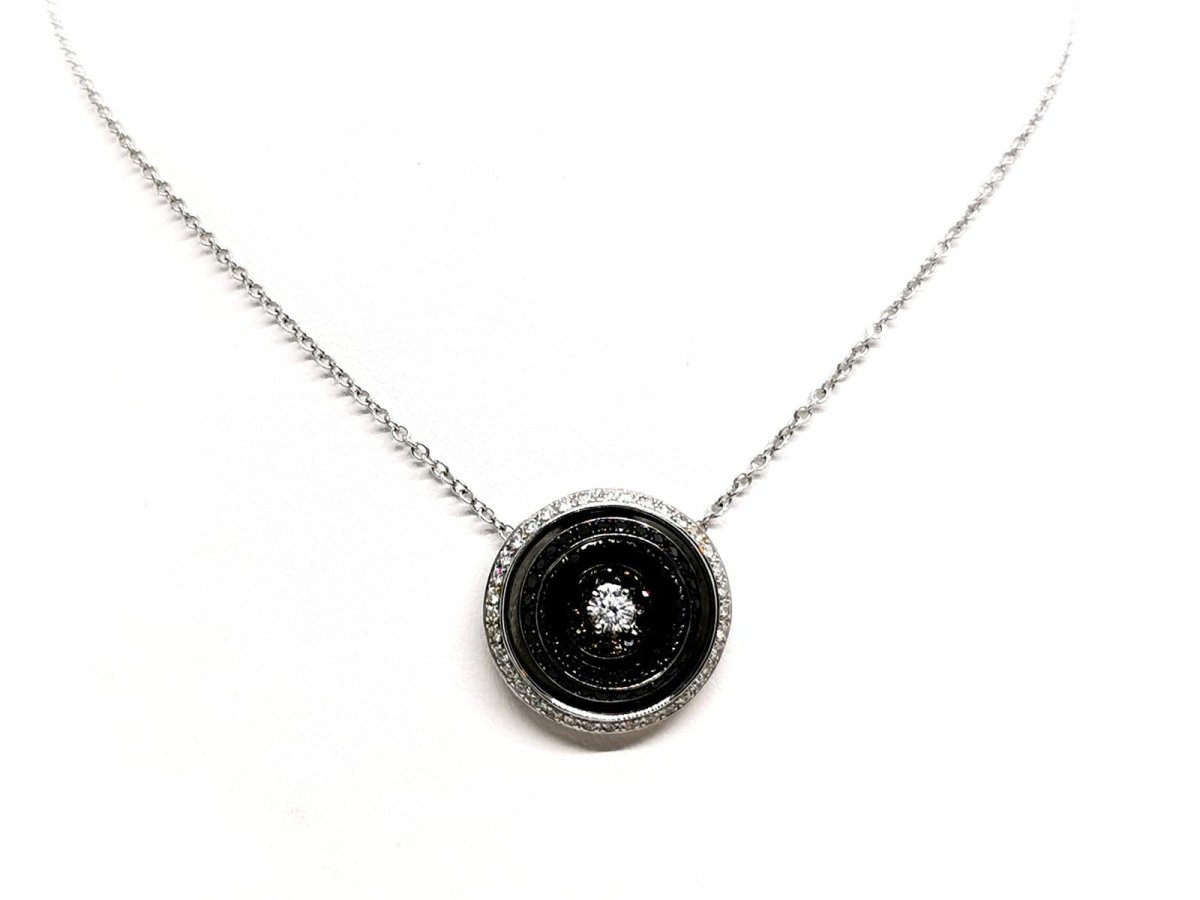 Collier Pendentif noir en or blanc et diamants - Castafiore