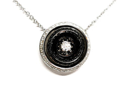 Collier Pendentif noir en or blanc et diamants - Castafiore