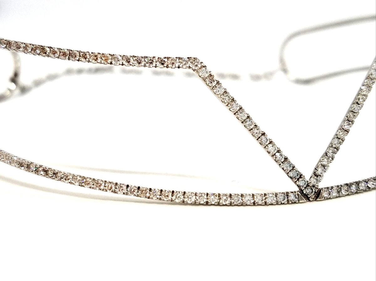 Collier Ras de cou graphique en or blanc et diamants - Castafiore