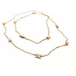 Collier Sautoir CHAUMET "Jeux de liens" en or rose, nacre et diamants - Castafiore