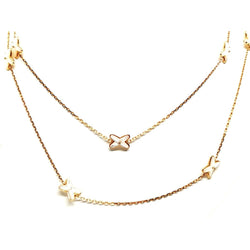 Collier Sautoir CHAUMET "Jeux de liens" en or rose, nacre et diamants - Castafiore