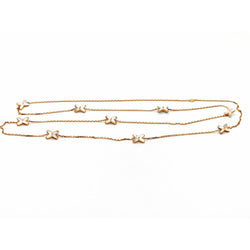 Collier Sautoir CHAUMET "Jeux de liens" en or rose, nacre et diamants - Castafiore