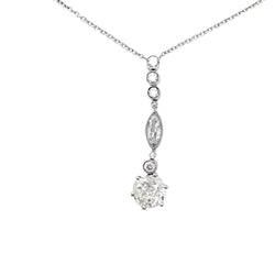 Collier style Art Déco en or blanc platine et diamants - Castafiore