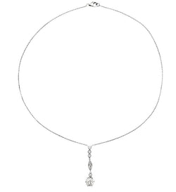 Collier style Art Déco en or blanc platine et diamants - Castafiore