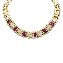 Collier Wempé en or jaune serti de rubis et de diamants - Castafiore