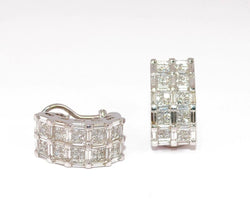 Demi créole en diamant or gris et diamants baguettes - Castafiore