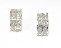 Demi créole en diamant or gris et diamants baguettes - Castafiore