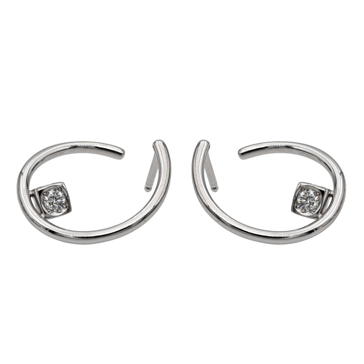 Dinh Van Boucles d'oreilles Créoles Le Cube Diamant Or blanc Diamant - Castafiore