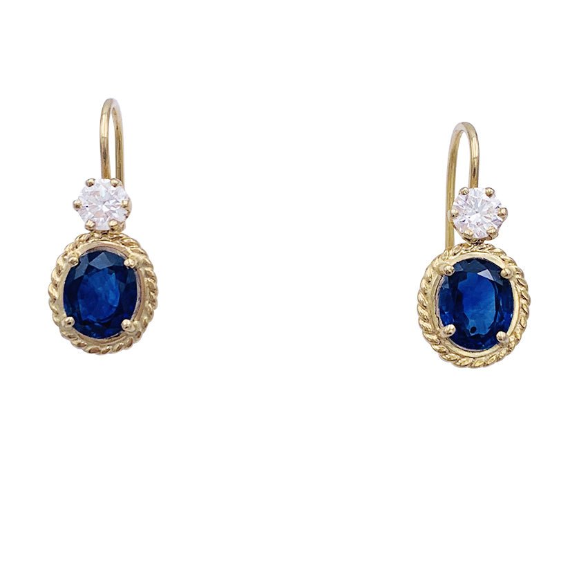 Dormeuses or jaune, saphirs et diamants. - Castafiore