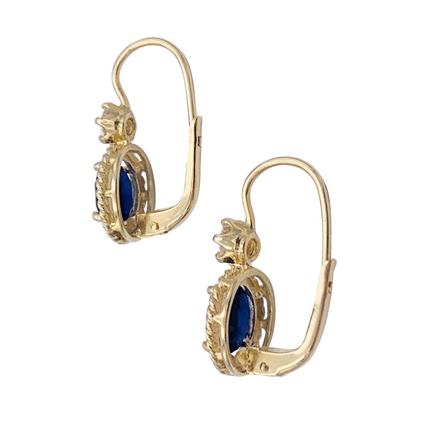 Dormeuses or jaune, saphirs et diamants. - Castafiore