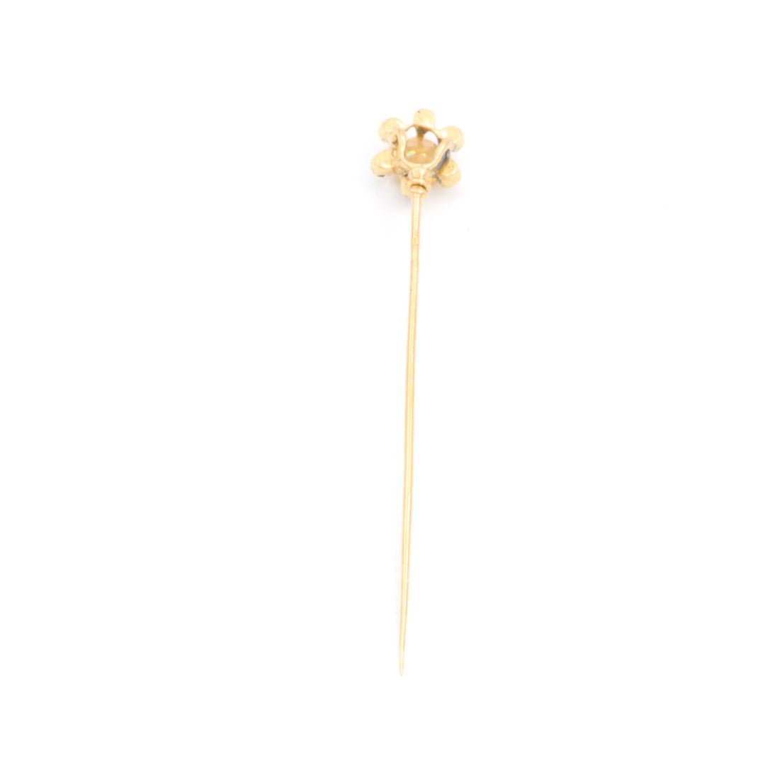 Epingle à cravate fleur en or jaune, rubis et citrines - Castafiore
