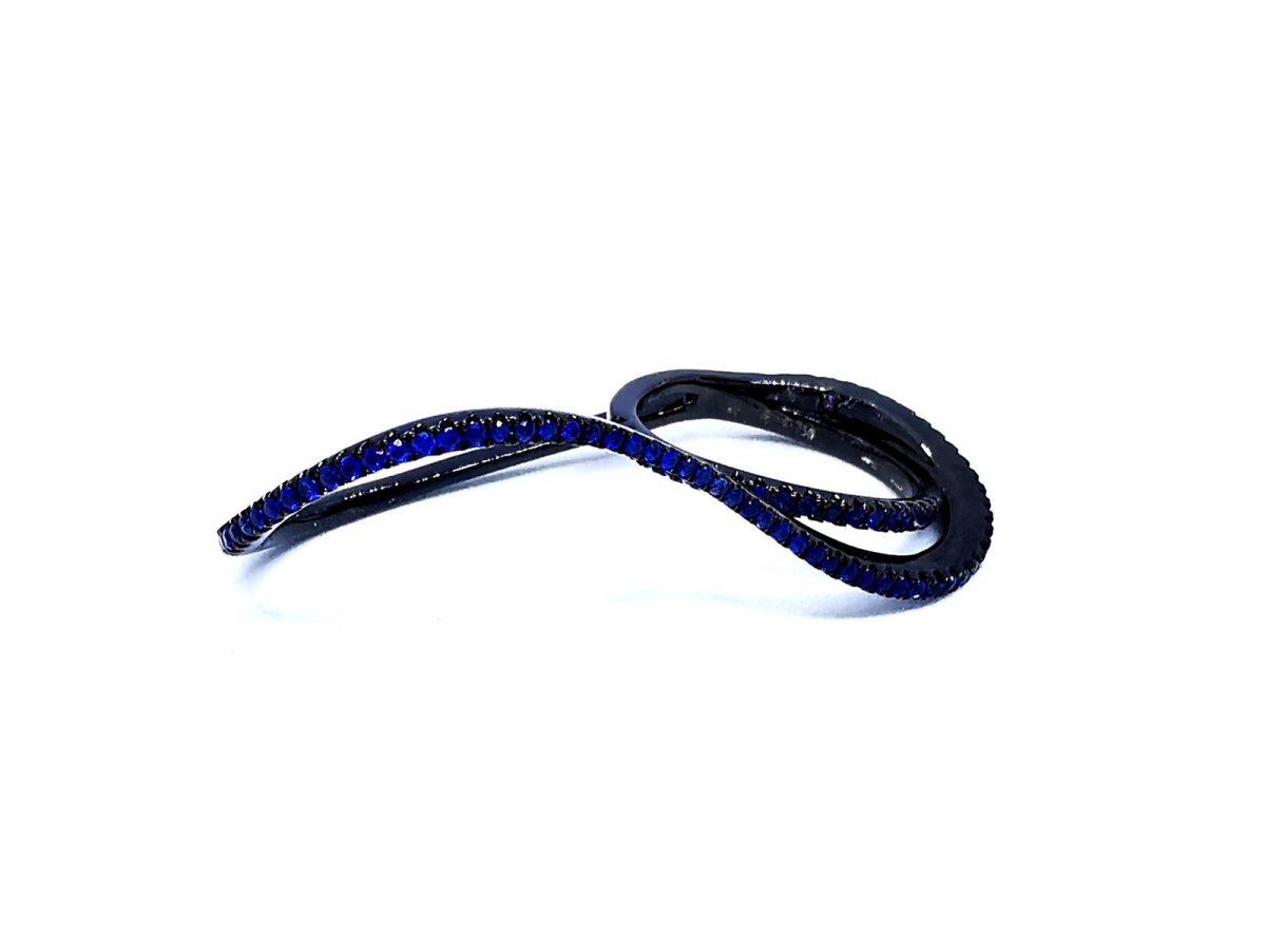 Etername Bague Entrelacs Or noir Saphir - Castafiore