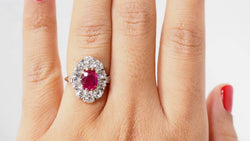 Bague Pompadour en or bicolore, rubis naturel et diamants