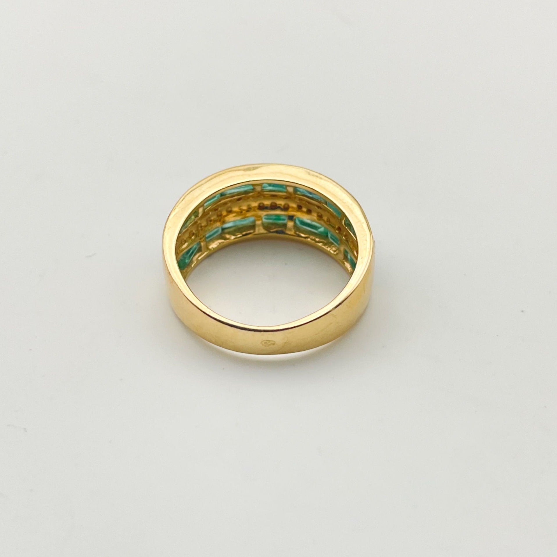 Bague Bandeau Emeraudes et Diamants Vintage