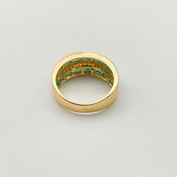 Bague Bandeau Emeraudes et Diamants Vintage