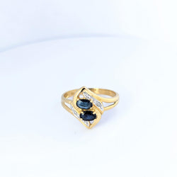 Bague en or jaune diamants et saphirs