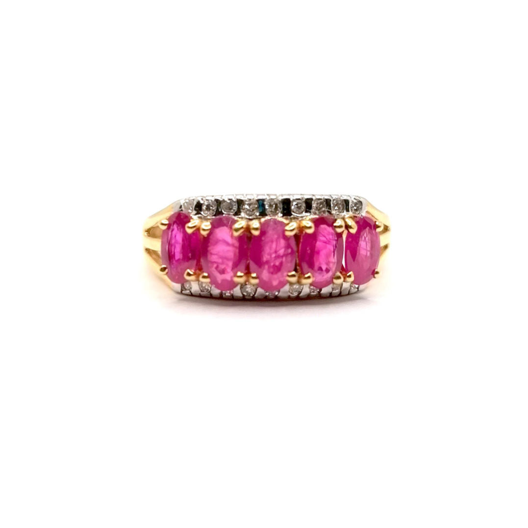 Bague vintage rubis diamants