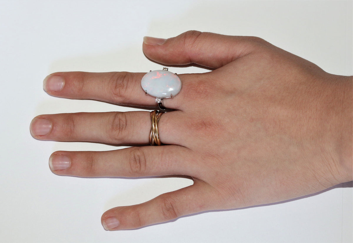 Bague Cocktail Opale Blanche d’Australie