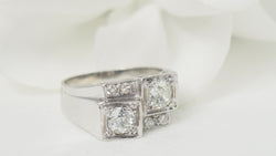 Bague Art Déco en platine et diamants