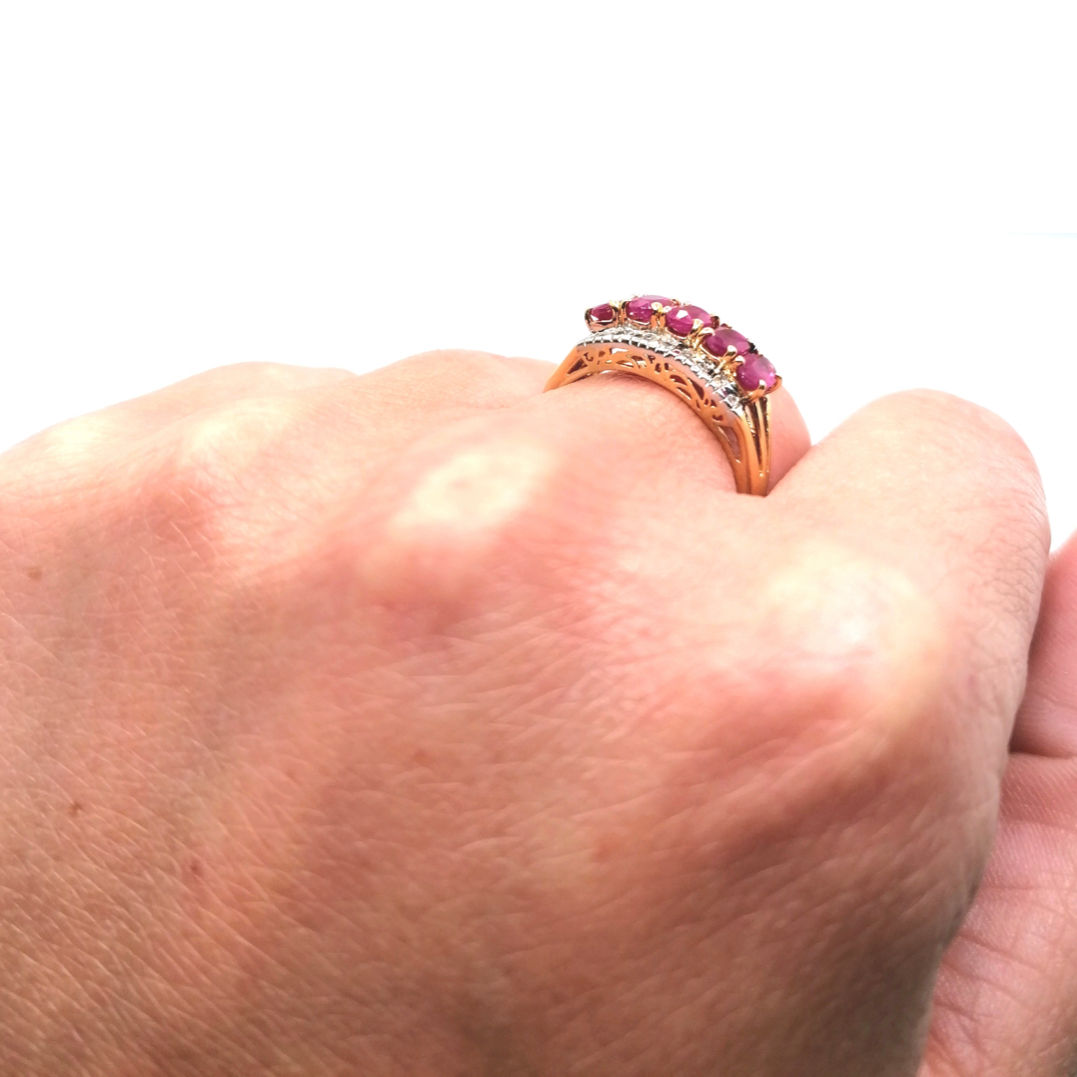 Bague vintage rubis diamants