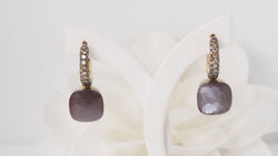 Boucles d'oreilles Pomellato en or rose, pierre de Lune et diamants bruns