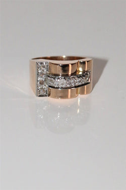 Bague Tank Or Jaune Et Diamants