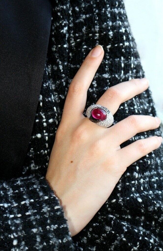 Bague Cocktail en or blanc, tourmaline et diamant