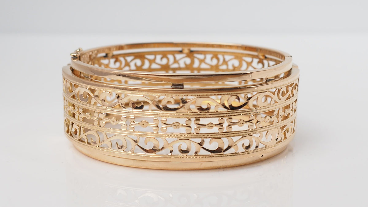 Bracelet Esclave ajouré en or jaune