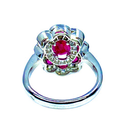Bague marguerite en or blanc 18 carats en rubis et diamants