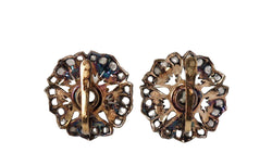 Boucles d'Oreilles Anciennes En Or Jaune Et Argent Ornées De Diamants